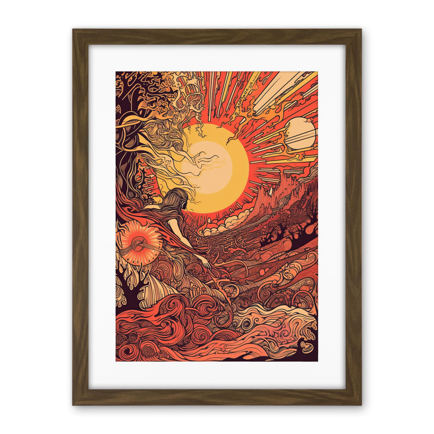 Artery8 Venus Sunset Fantasy Landscape Illustration Artwork Framed Wall Art Print 18X24 Inch