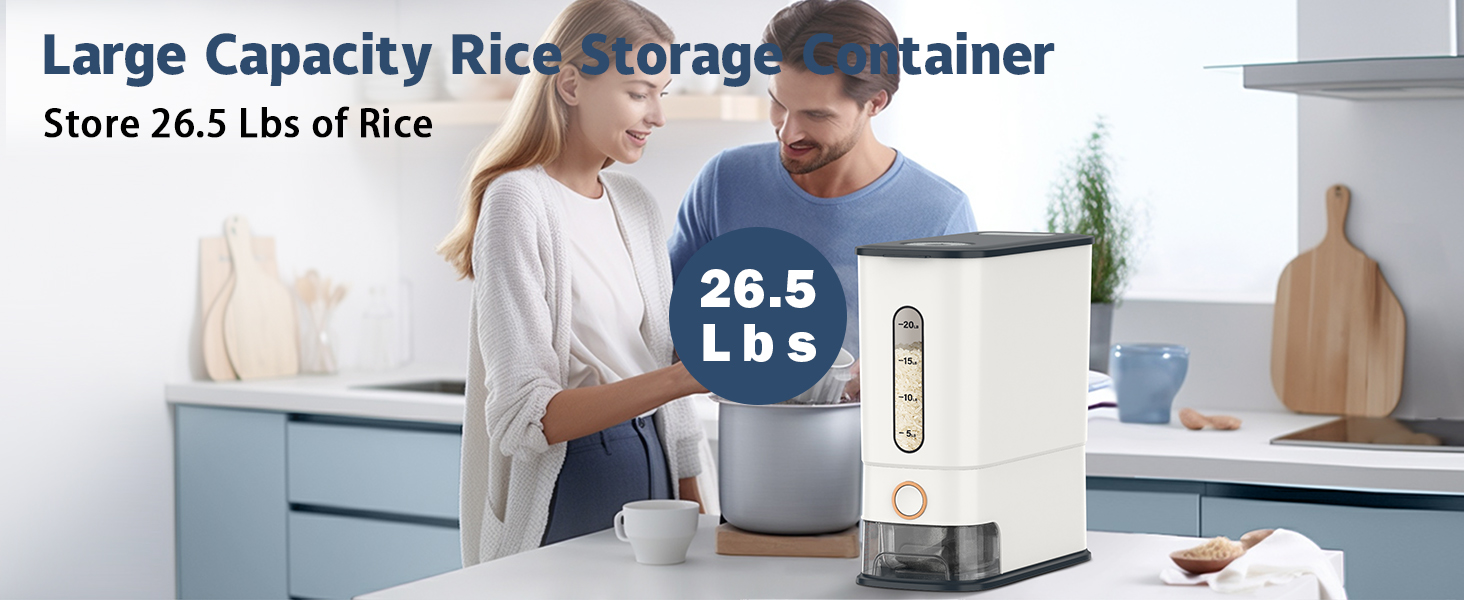 Dispensador De Arroz Large Capacity Rice Dispenser, Large Grain Container With Lid, Storage Cereal Dispenser