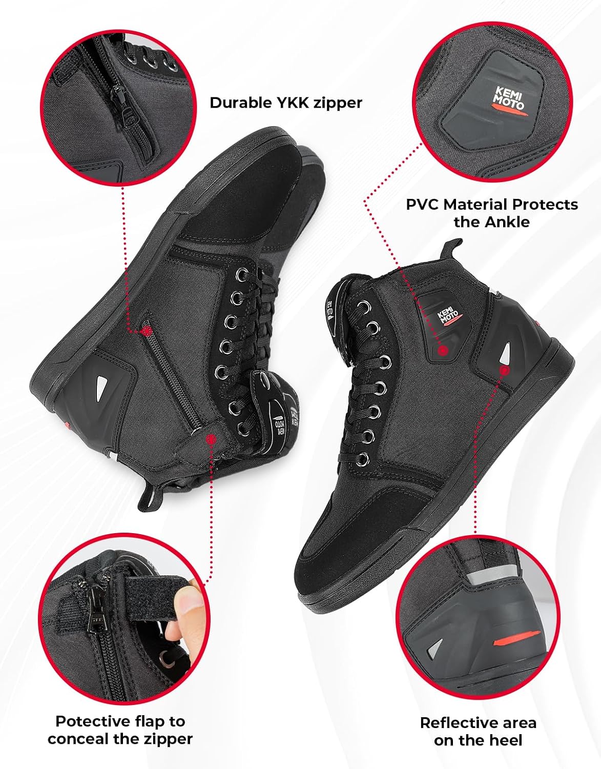 KEMIMOTO Motorcycle Shoes with Thick Heel Protective Gear Casual Anti-Slip Street Motorcycle Riding Boots for Men - Image 6