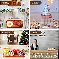 Vista 5 de Dandat Paquete de 12 platos de madera de acacia a granel, bandeja rústica de 10 x 5 pulgadas, bandeja rectangular de charcutería, plato de queso