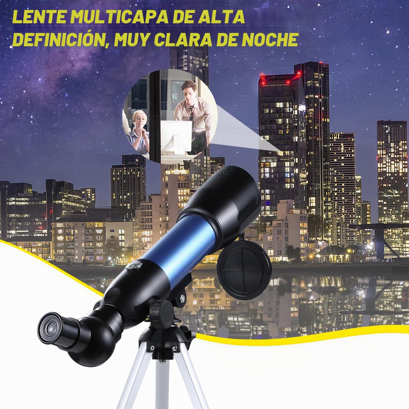 Telescopio Astronómico para Niños, Telescopio Profesional Telescopios Refractor 360/50mm HD, Apto para Niños adultos y Principiantes, Observación de la Luna,Estrellas Aves,Juguete Educativo Cumpleaños