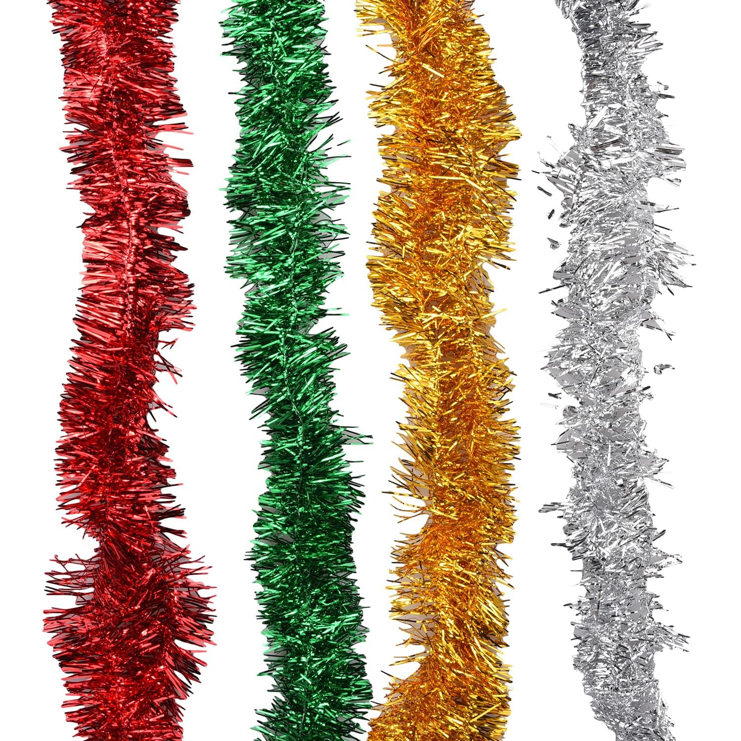 Guirnalda de espumillón para Navidad, Guirnalda De Oropel Navideño Metálico Rojo Verde Oro Plata Tinse