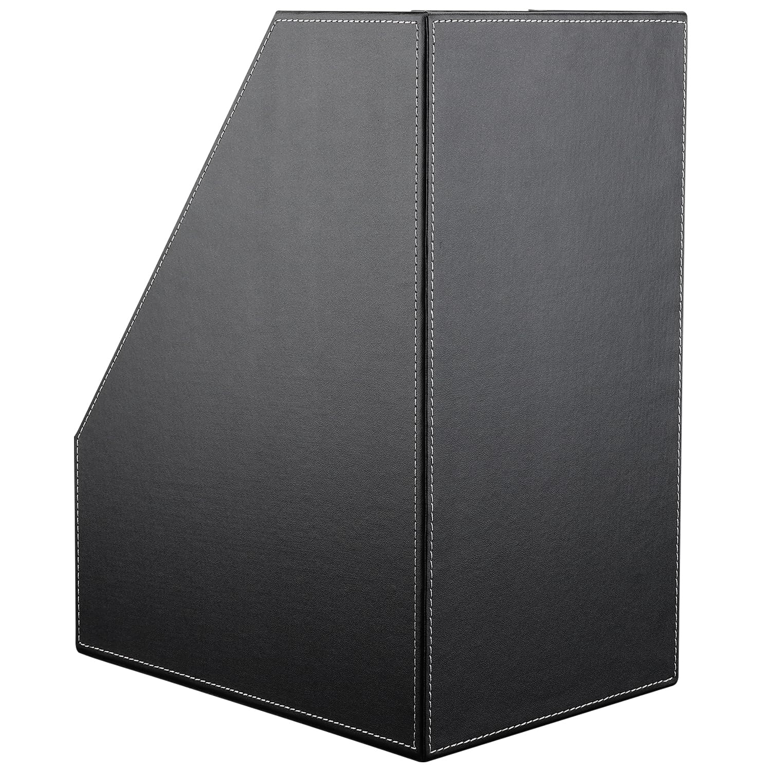 KINGFOM Porte-revues A4 en cuir (Noir, 2 Compartiments)