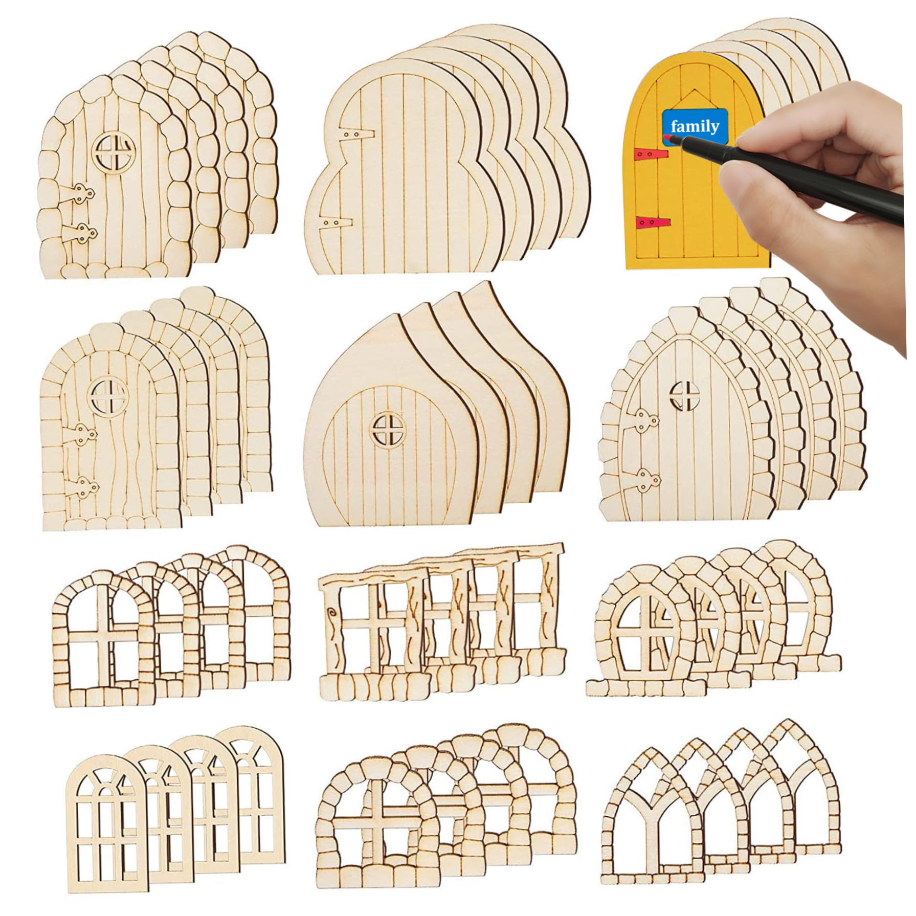 30 Stück Mini-Feen-Türen Aus Holz – Unbemalt, Ausgehöhlt, Für DIY-Deko, Garten, Feenwelt-Projekte
