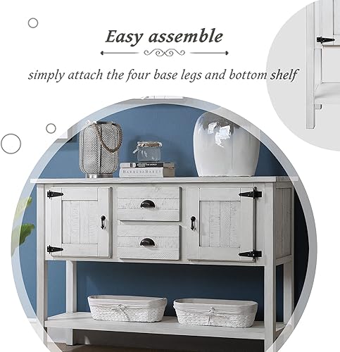 Miniatura 8 de Merax Armario de almacenamiento de cocina con cajones y puertas, armario de almacenamiento con estante abierto para sala de estar, cocina, comedor,