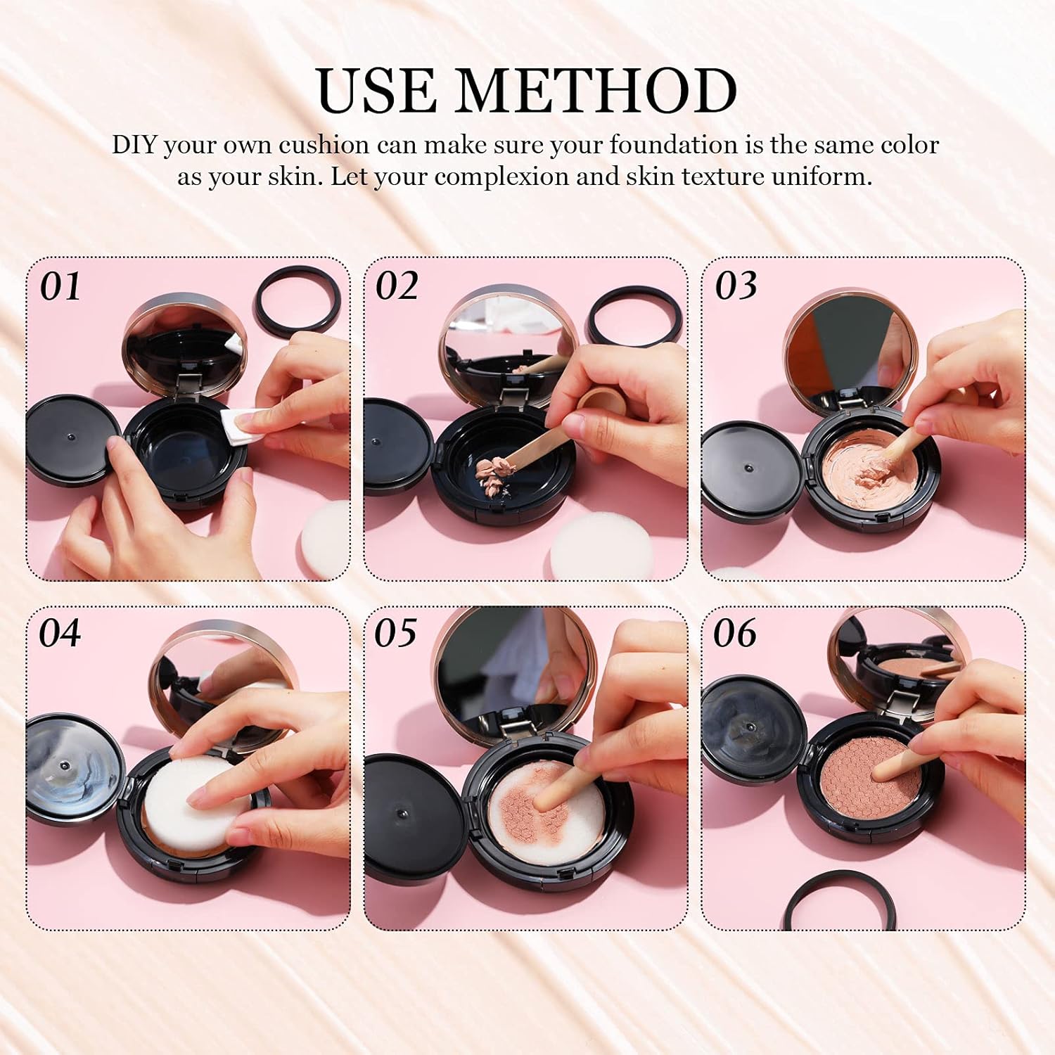 2 Pieces Empty Cushion Foundation Box Portable Cushion Puff Box Refillable Powder Puff Box Empty Powder Container with Sponge Powder Puff for Women Travel Vacation, Black, 0.5 oz : Beauty & Personal Care