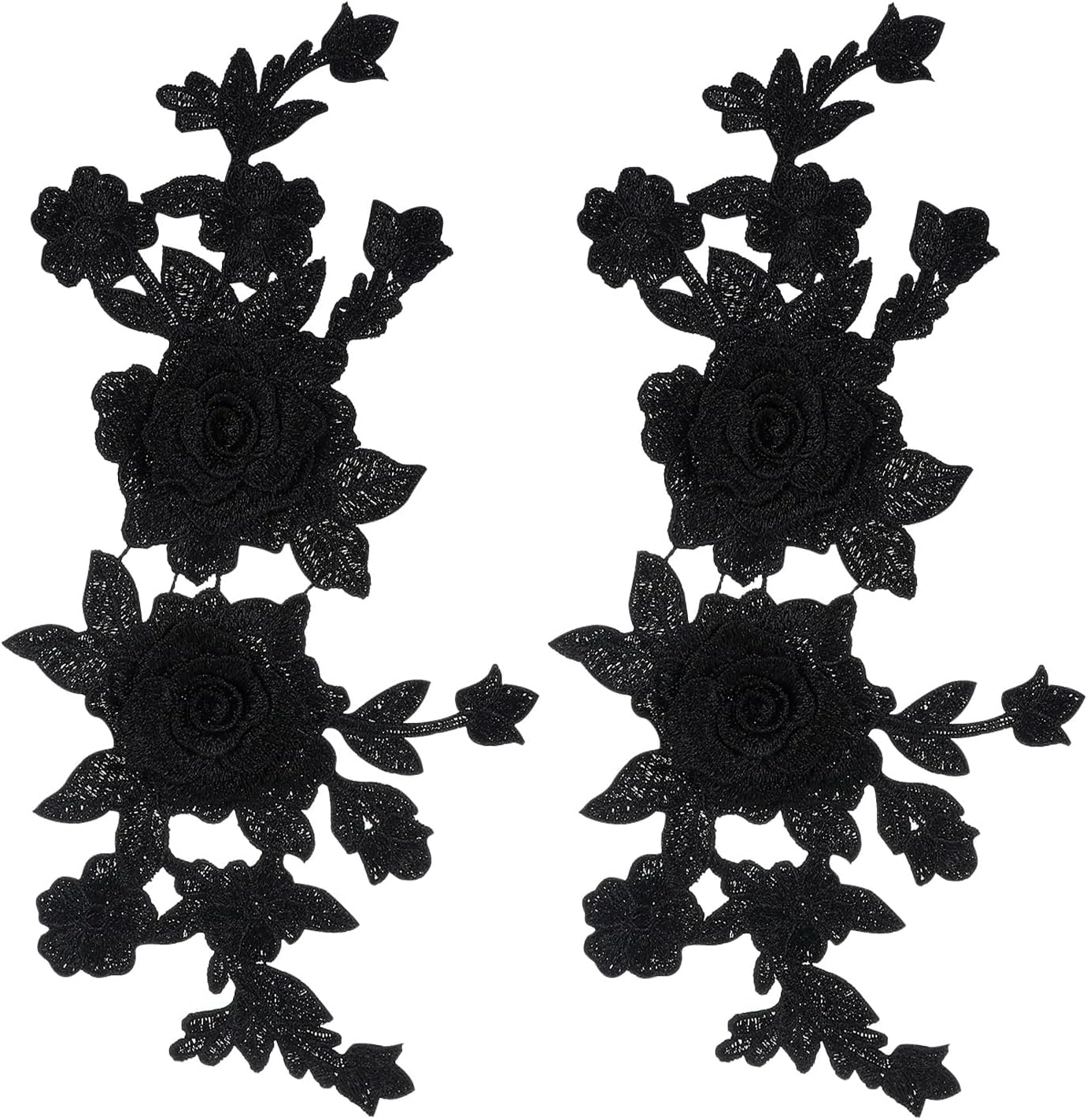 Ymapinc 2PCS Black Appliques Embellishments,Embroidered lace Appliques | Embellishments Fabric Vintage Flower Stickers for The Beautification of Clothing Backpacks Household Fabric Products