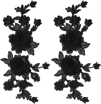Ymapinc 2PCS Black Appliques Embellishments,Embroidered lace Appliques Embellishments Fabric Vintage Flower Stickers Suitable for The Beautification of Clothing Backpacks Household Fabric Products