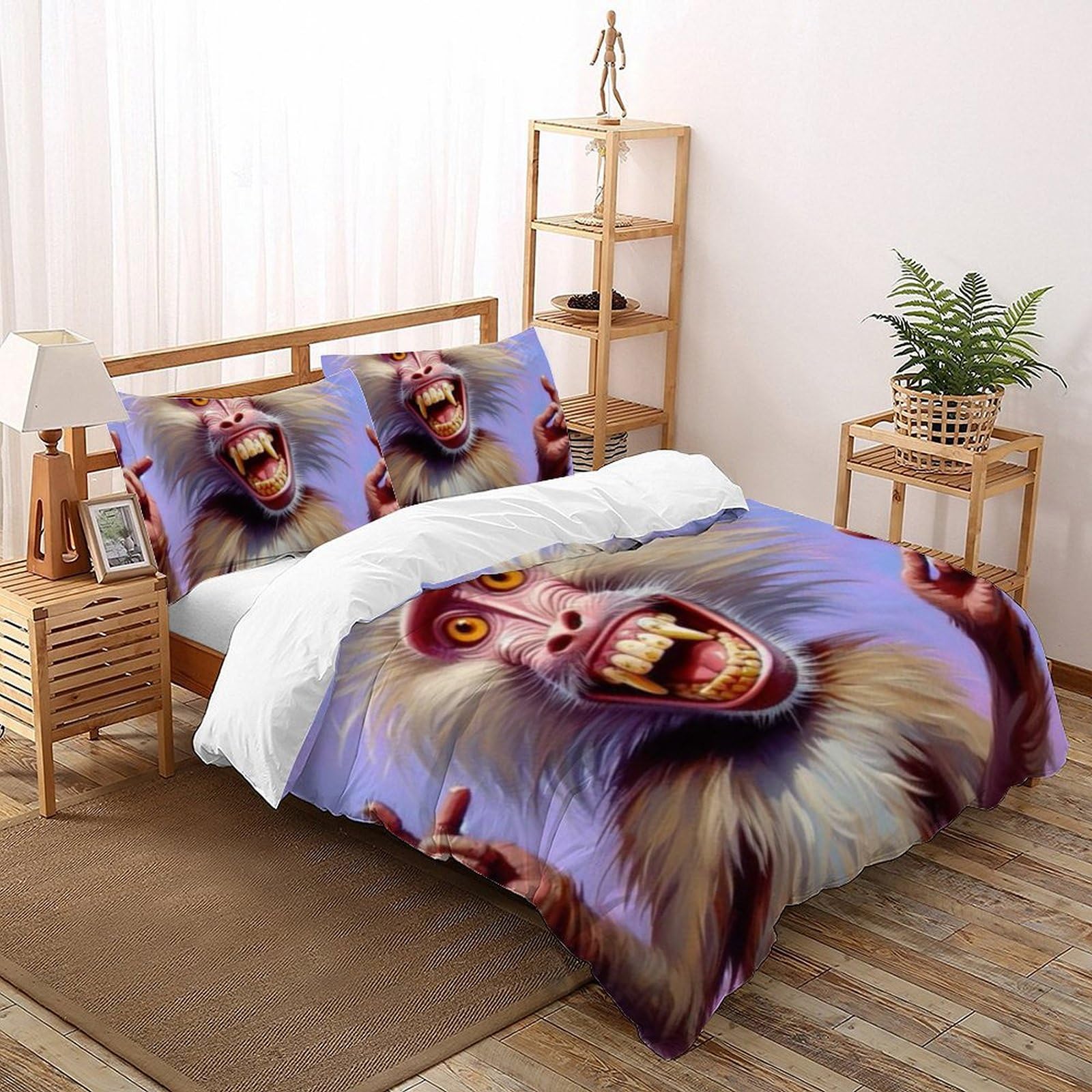 Housse de couette animaux 3D 200x200 en microfibre zippée pour lit double de fille facile à border