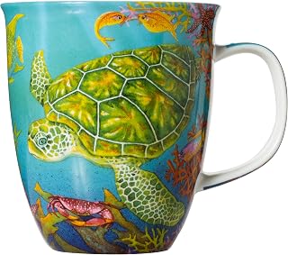 Cape Shore Ocean 15oz Harbor Mug with Full Wrap Design and Decorated Handle, Multiple Styles Available (Sea Turtle)