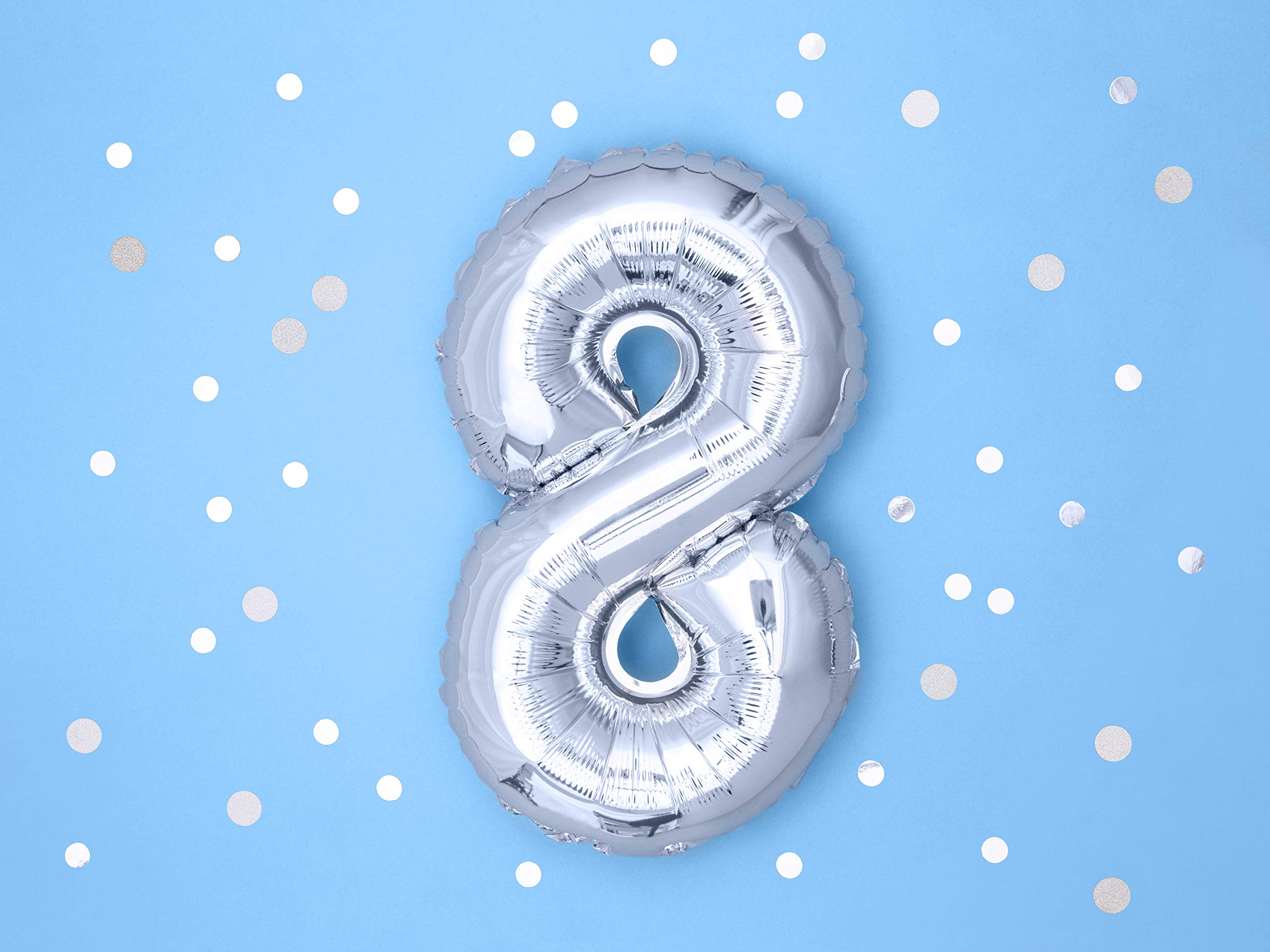 PALLONCINO ARGENTO NUMERO 8 IN MYLAR 35 CM DECORAZIONI PER FESTE E COMPLEANNI PALLONCINO ARGENTO NUMERO 8 IN MYLAR 35 CM DECORAZIONI PER FESTE E COMPLEANNI