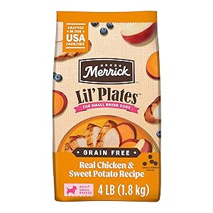 Merrick Lil Plates Premium Grain Free Dry Dog Food For Small Dogs, Real Chicken And Sweet Potato Kibble - 4.0 lb. Bag