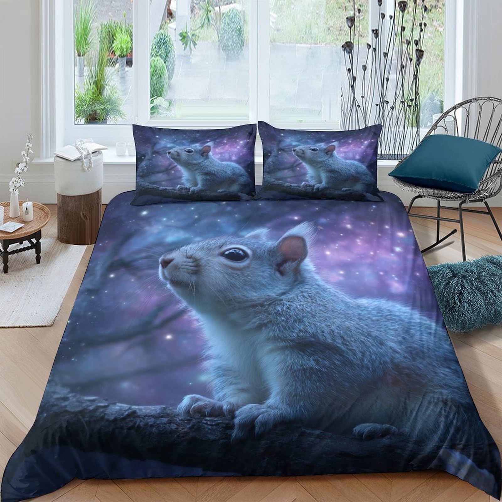 Ctjqhvkz Style-3 3D Printed Fantasy Mouse Fitted Sheet Microfiber Soft Breathable Starry Night Bed Cover For Bedroom Dorm Decor Single（135X200cm）