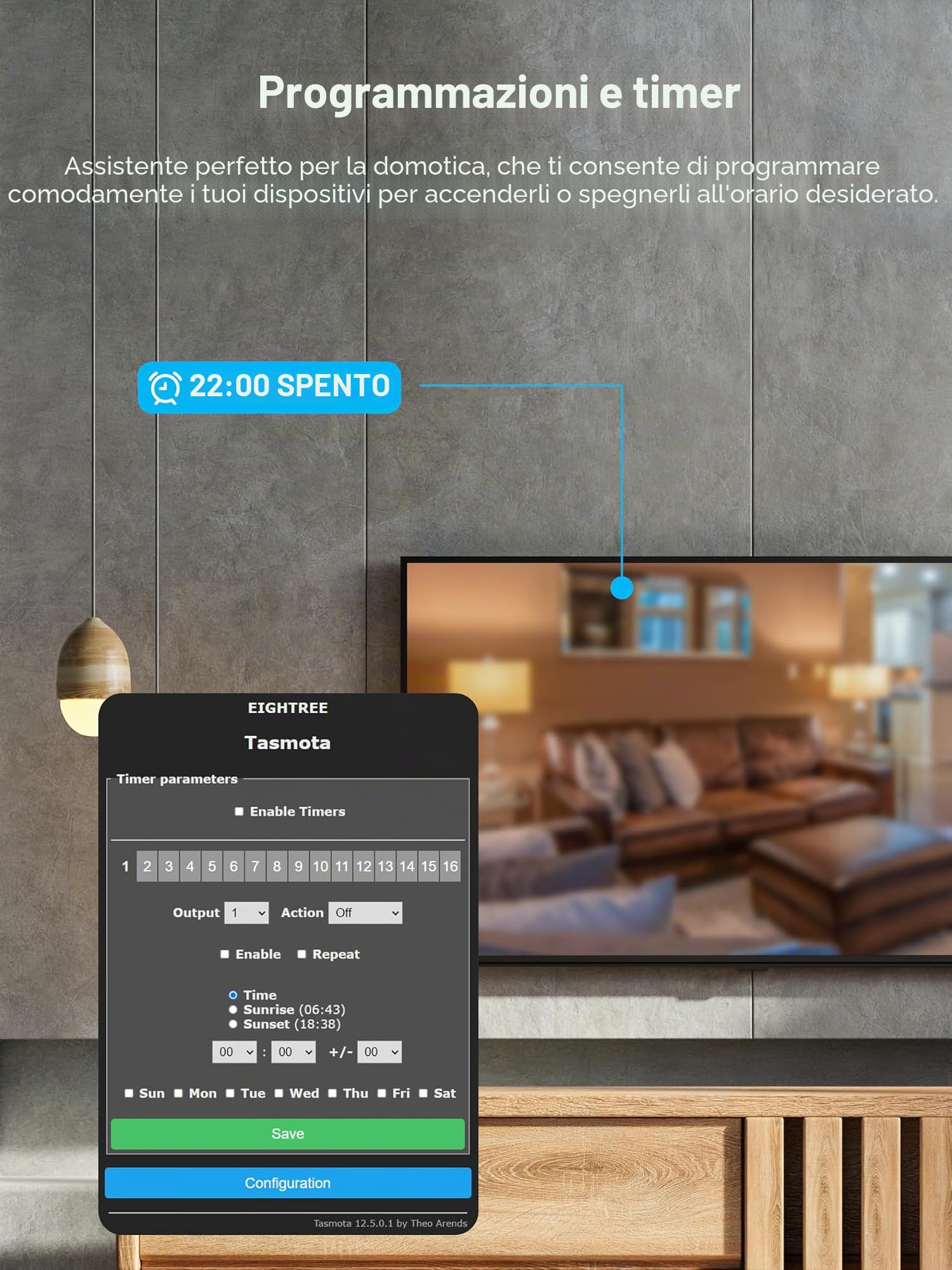 EIGHTREE Presa Smart Tasmota, Monitoraggio Energia, WiFi Intelligente Smart Plug, Compatibile con Alexa e Google Home, home asistant, MQTT, Domoticz, OpenHAB, ioBroker, 16A, solo WLAN a 2,4 GHz, 4pcs