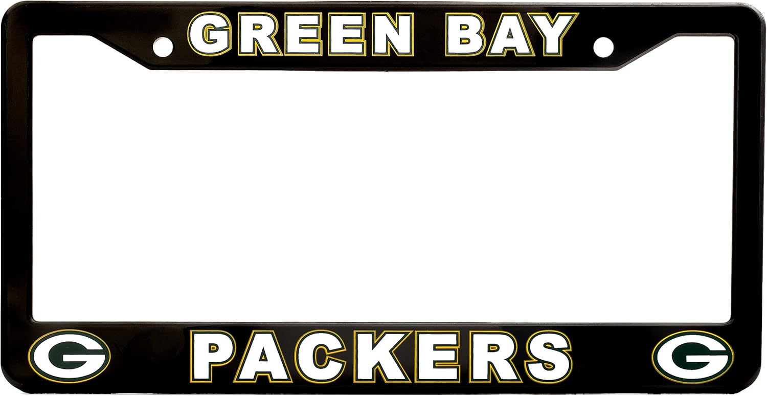 License Plate Frame Cover for Green Bay Packers Fans – Black – 12.25” x 6.25” - Ideal Gift for Sports Fans & Supporters – Slim Design