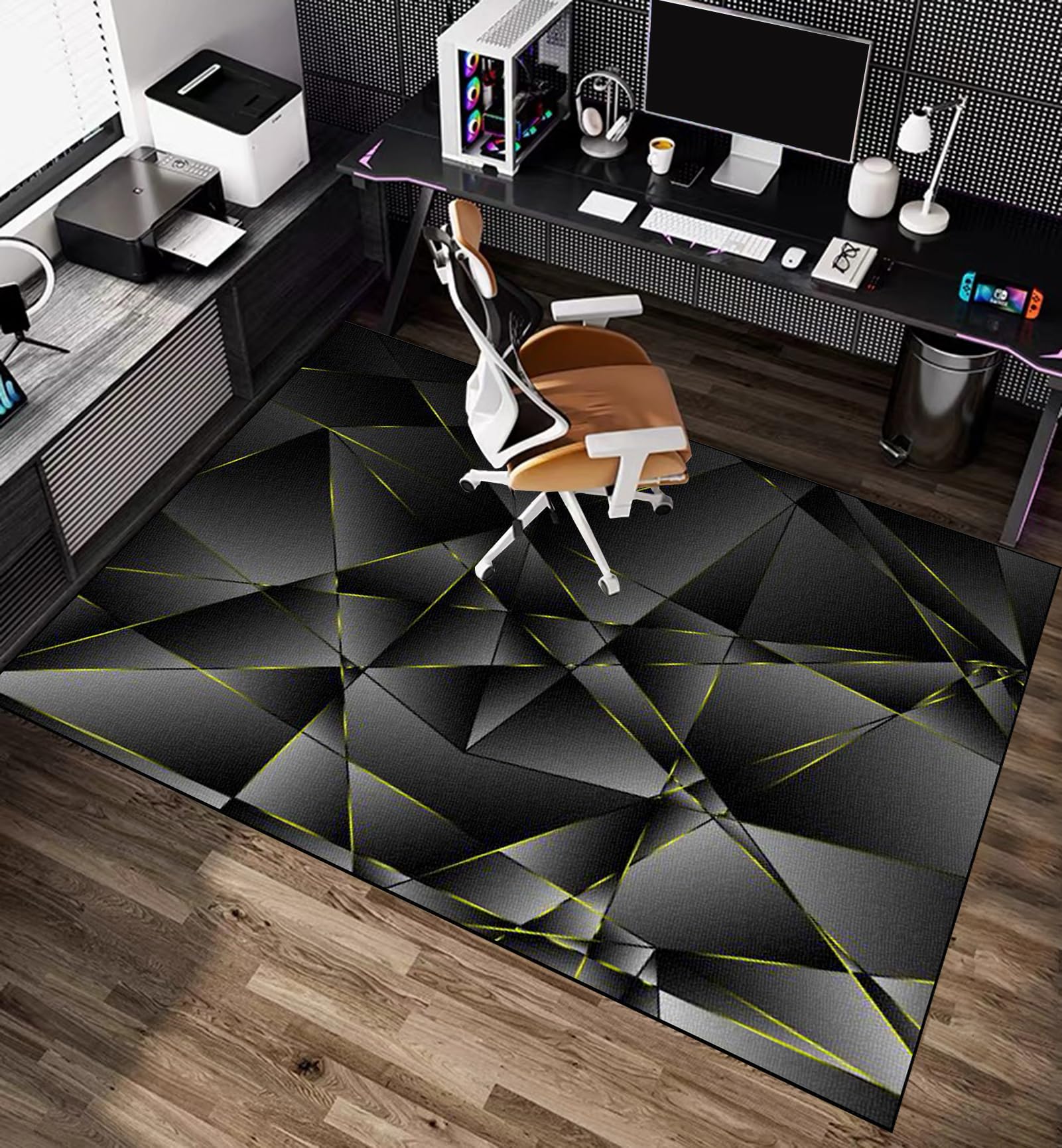 Alfombras Gaming Oficina Suelo, Alfombrilla para Silla de Gaming, Alfombra Silla Ruedas, Alfombrilla Protectora Silla de Oficina, 150 x 180 cm Protector Suelo Silla Ruedas para parqué y Suelos Duros