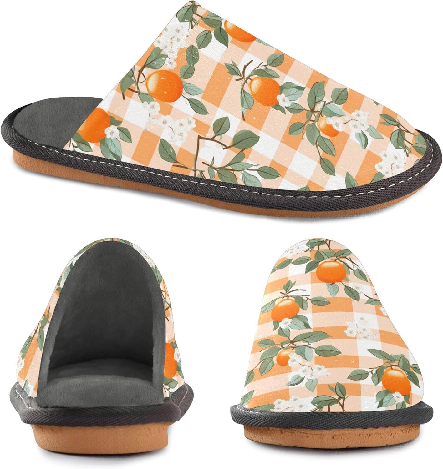 Orange Fruit House Slippers – Cozy Fuzzy Slippers for Guests, Washable & Disposable, Perfect for Shoeless Home, Spa & Hotel Use A111850