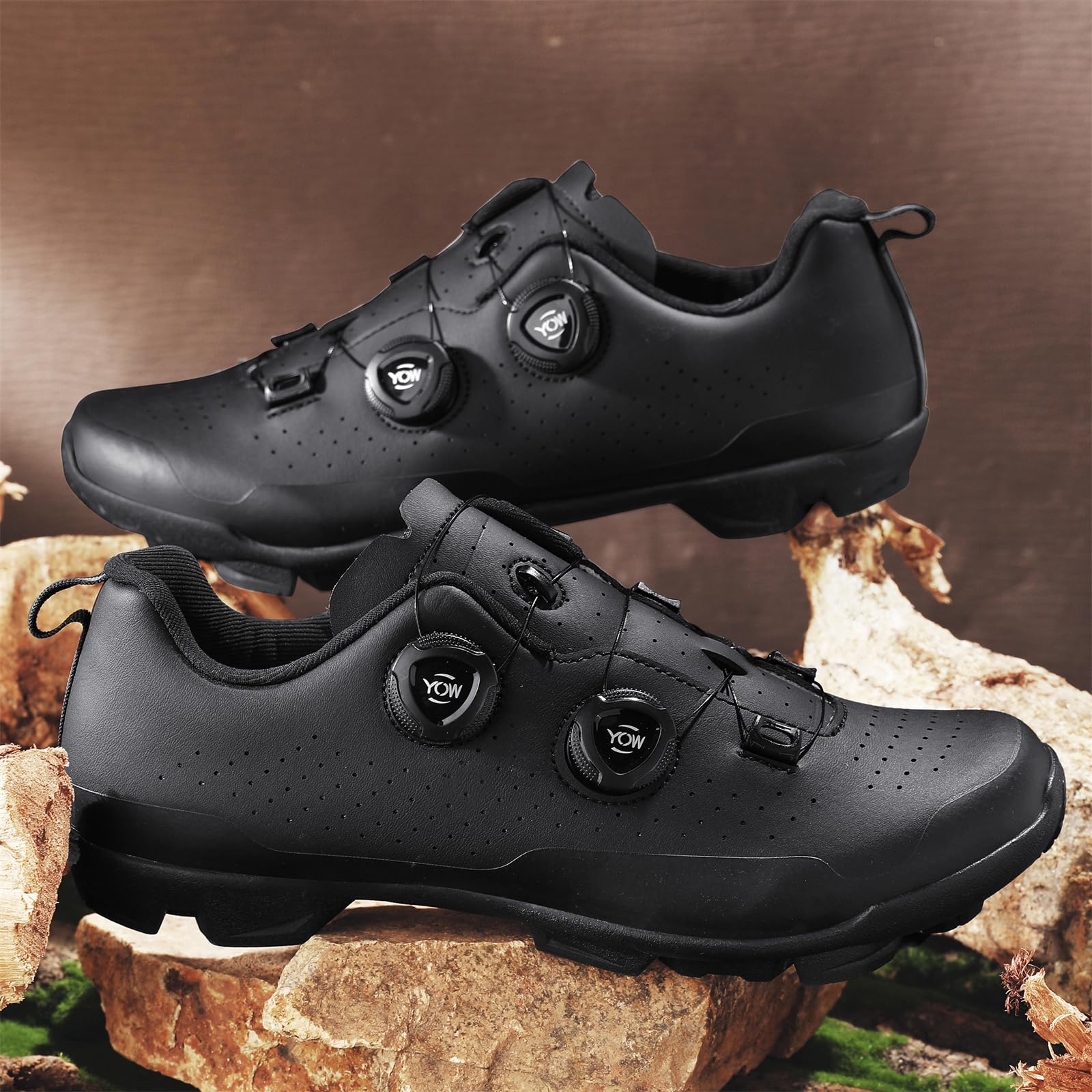 JiuQing Uniseksowe buty do jazdy na rowerze górskim Profesjonalne buty do jazdy na rowerze MTB Kompatybilne z blokami SPD na 2 śruby w zestawie,Black,38 EU