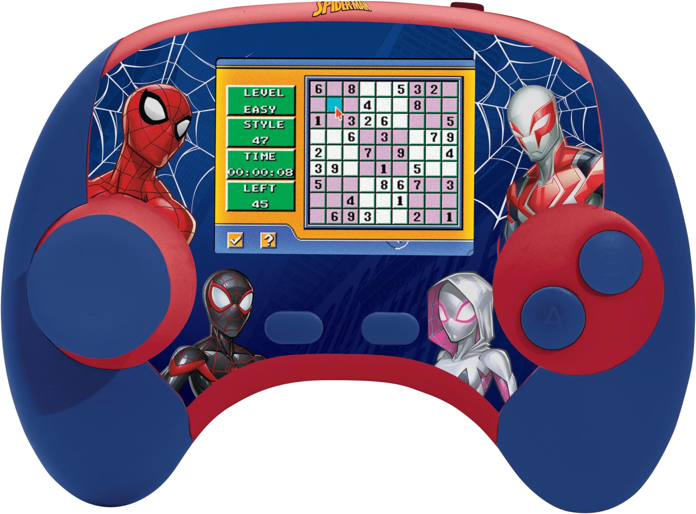 Lexibook、スパイダーマン、Power Console®、バイリンガルのフランス語/英語教育ゲームコンソール、100種類のアクティビティ、JCG100SPi1、ブルー/レッド。