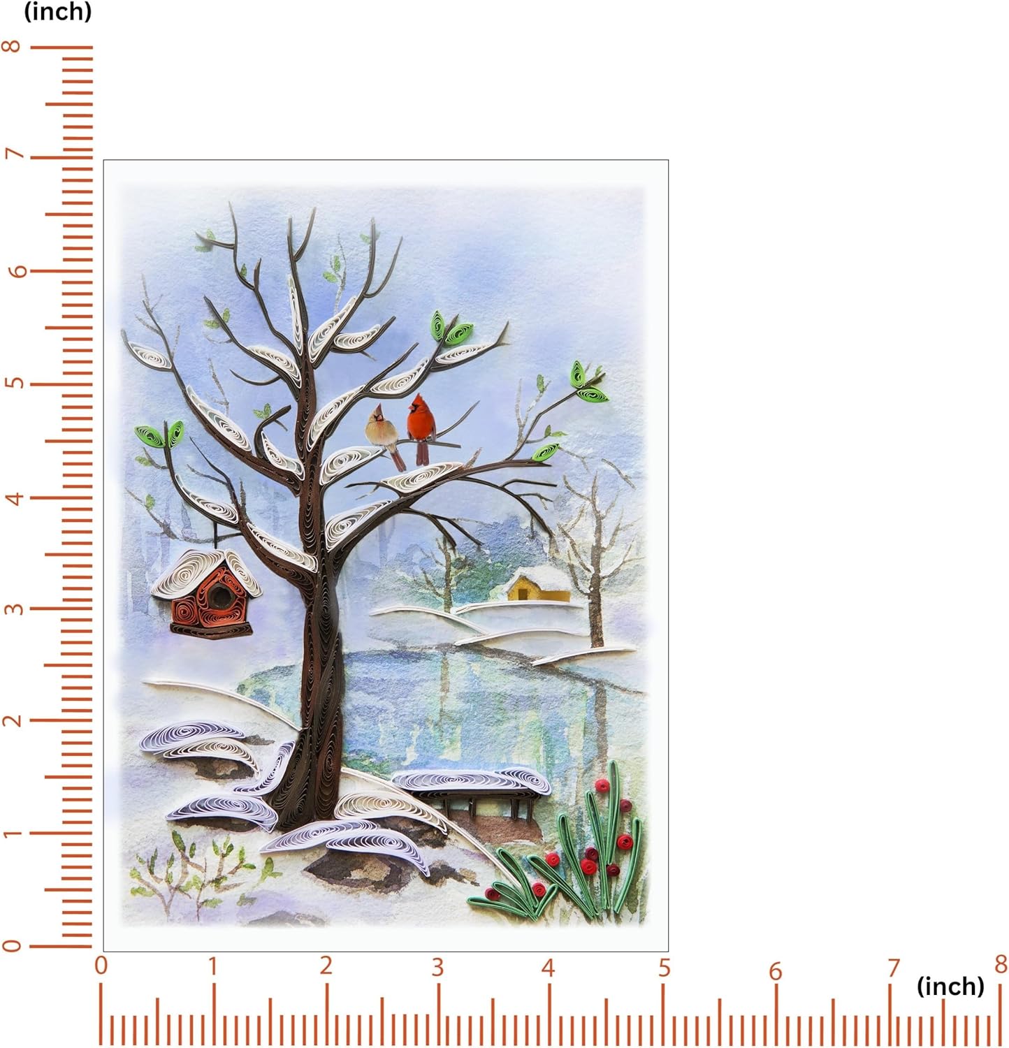 Seasonal Greeting Card, Winter Holiday Love Card, Tree Card, Artful Quilled Quilling Card for Winter Christmas Birthday, Mothers Day, Him Her Friend Mom Dad Boss (White) - Image 6