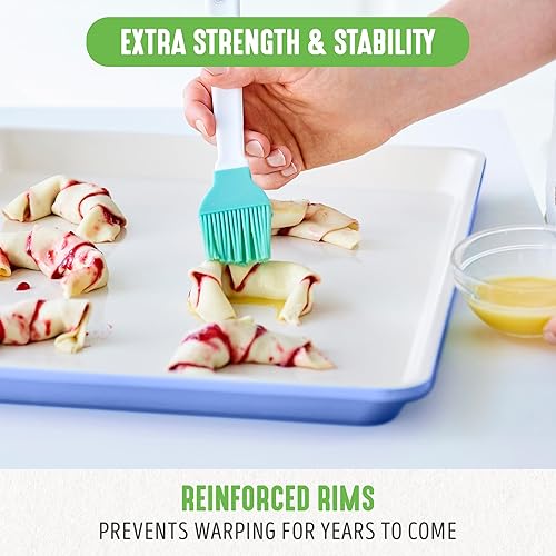 Miniatura 7 de GreenLife Bakeware Healthy Ceramic Antiadherente 18.5" x 12" Bandeja para hornear media bandeja para hornear, sin PFAS, bígaro