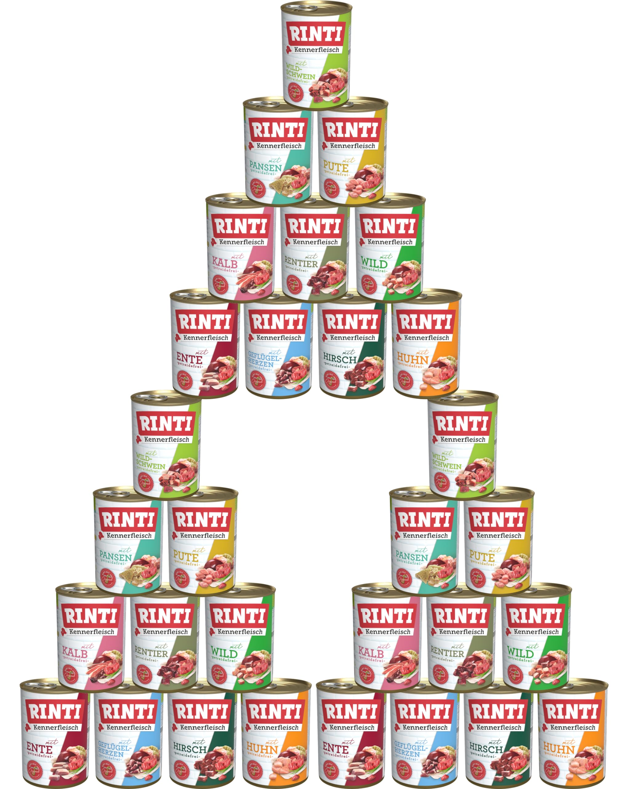 Rinti-Kennerfleisch 30 x 400g Mixpaket | 10 garantierte Sorten |  getreidefreies Nassfutter mit 70% Fleisch & Innereien | ohne Soja |  Hundefutter : Amazon.de: Haustier