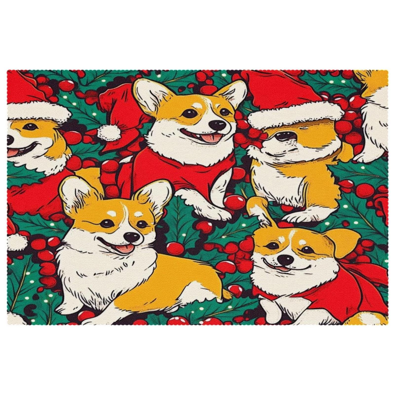 Sets de table de Noël faciles à nettoyer et résistants à la chaleur en lot de 4