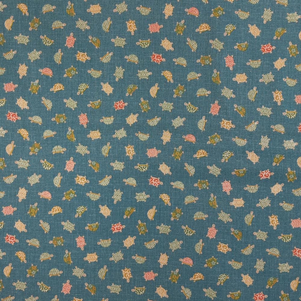 Oh Sew Crafty Limited Teal 100% Japanese Cotton Fabric Yachi Tortoise Animals Patterned 110Cm Wide (Price Per Metre) (Teal)