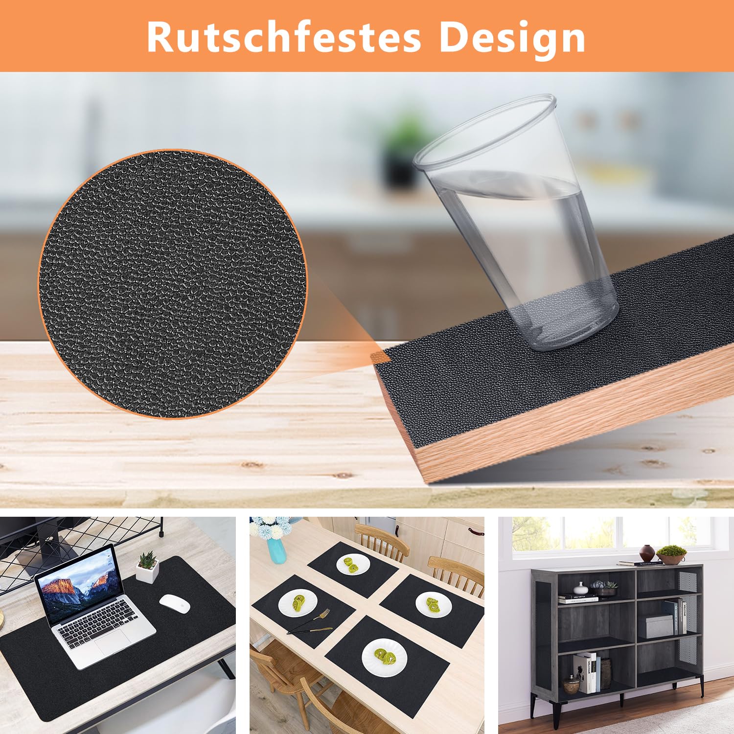 Tappetino Per Cassetti Antiscivolo - Rivestimento Impermeabile Tagliabile, Per Frigorifero, Scaffali (Grigio Scuro, 30x150 Cm) - Foto 2