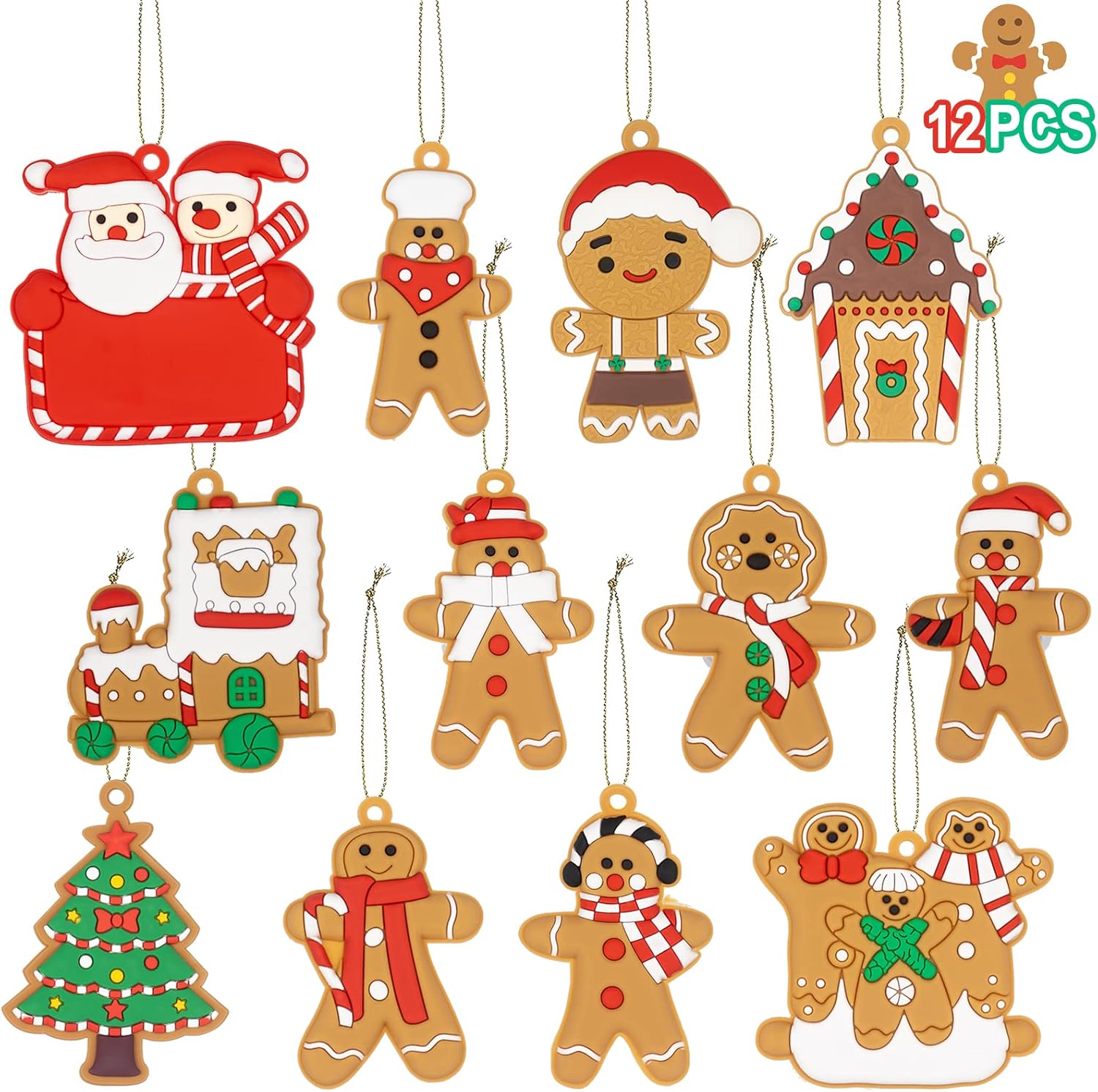 Gingerbread Ornaments for Christmas Tree Decorations 12pcs Gingerbread Man