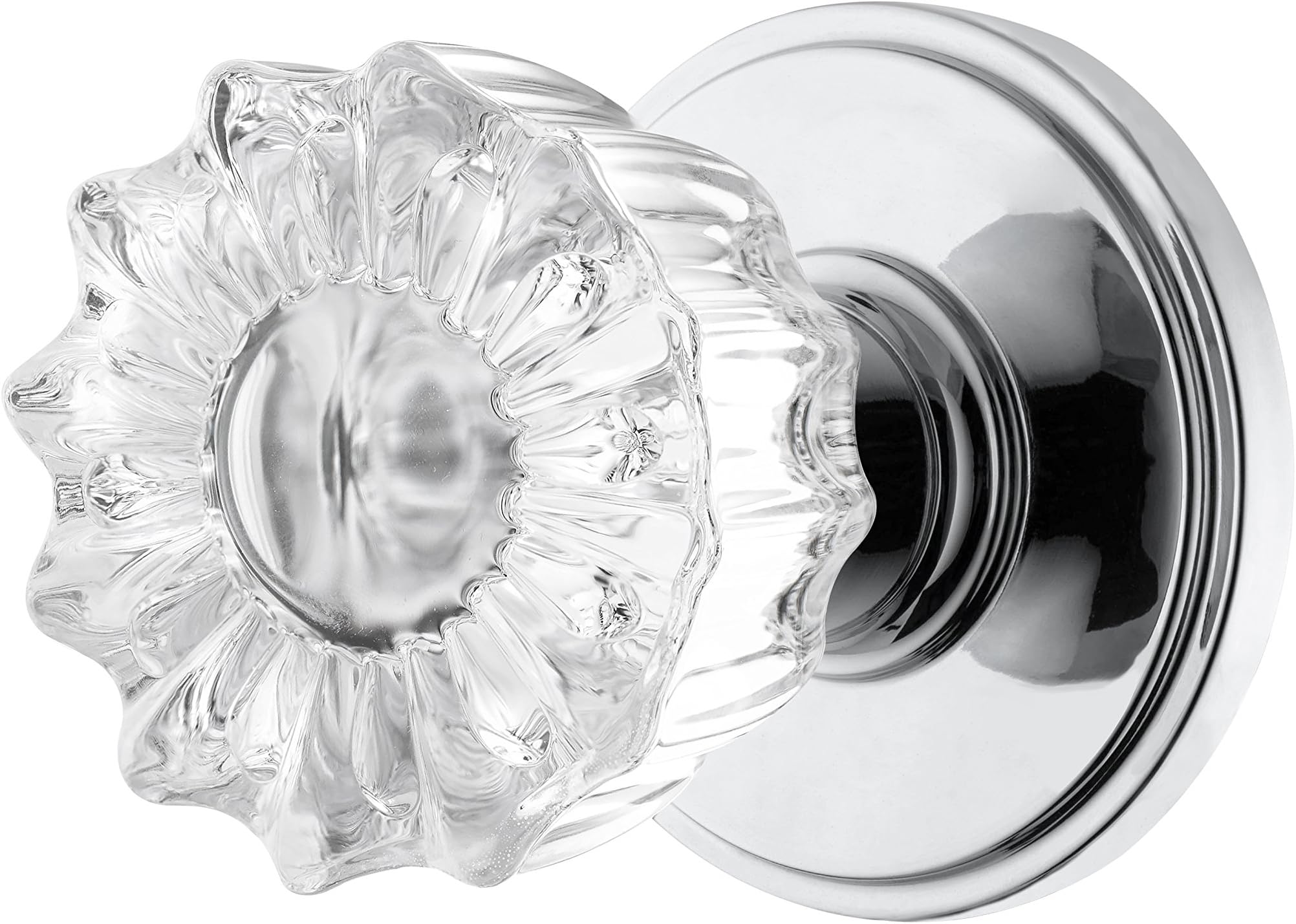 AMG and Enchante Accessories Classic Tulip Crystal Door Knobs with Lock, Privacy Function for Bed and Bath, Athena Collection, DK08C-PR POC, Polished Chrome