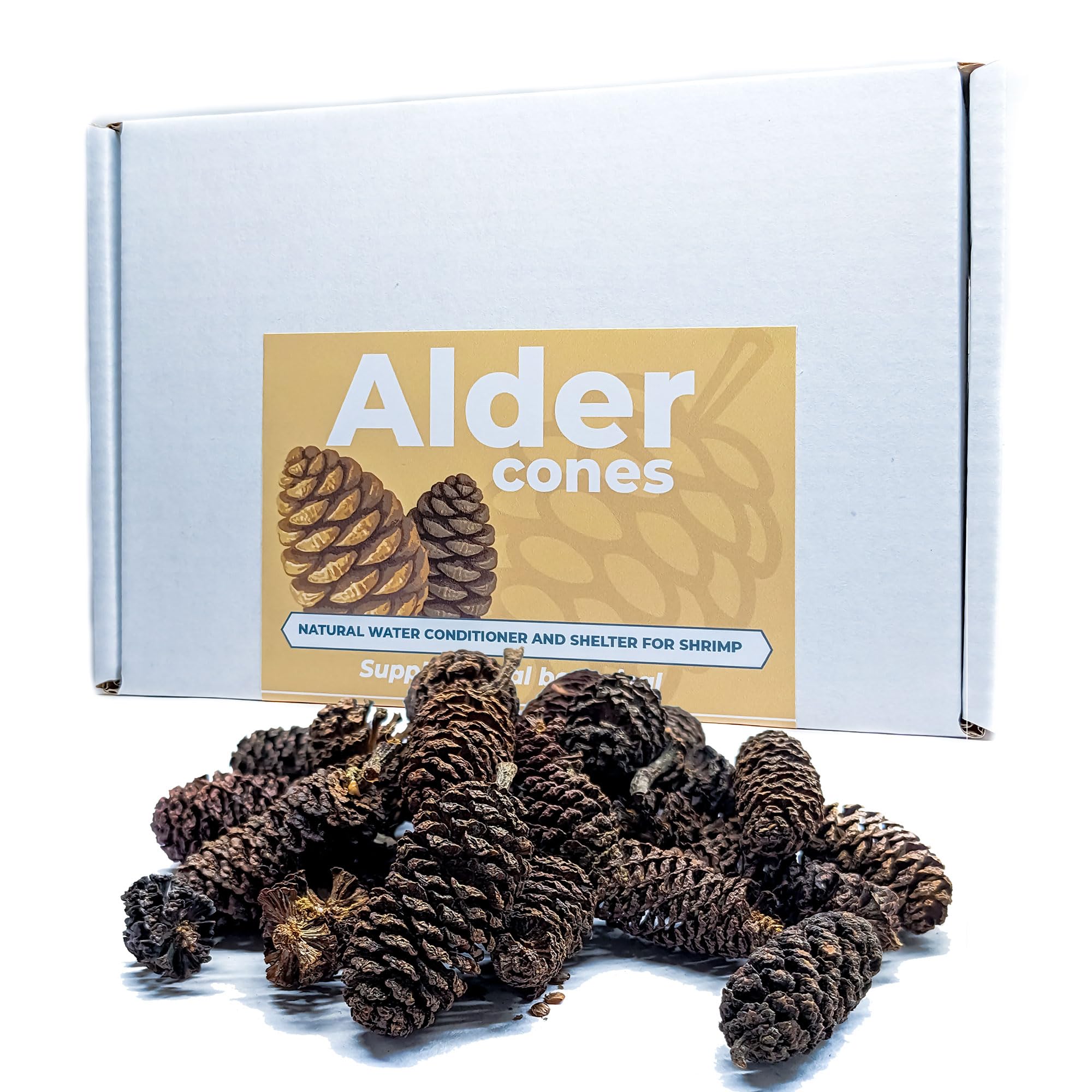 Alder Cones for Shrimp Snails & Aquariums - Natural Blackwater Tannins for Shrimp Snails & Fish (30g), Brown