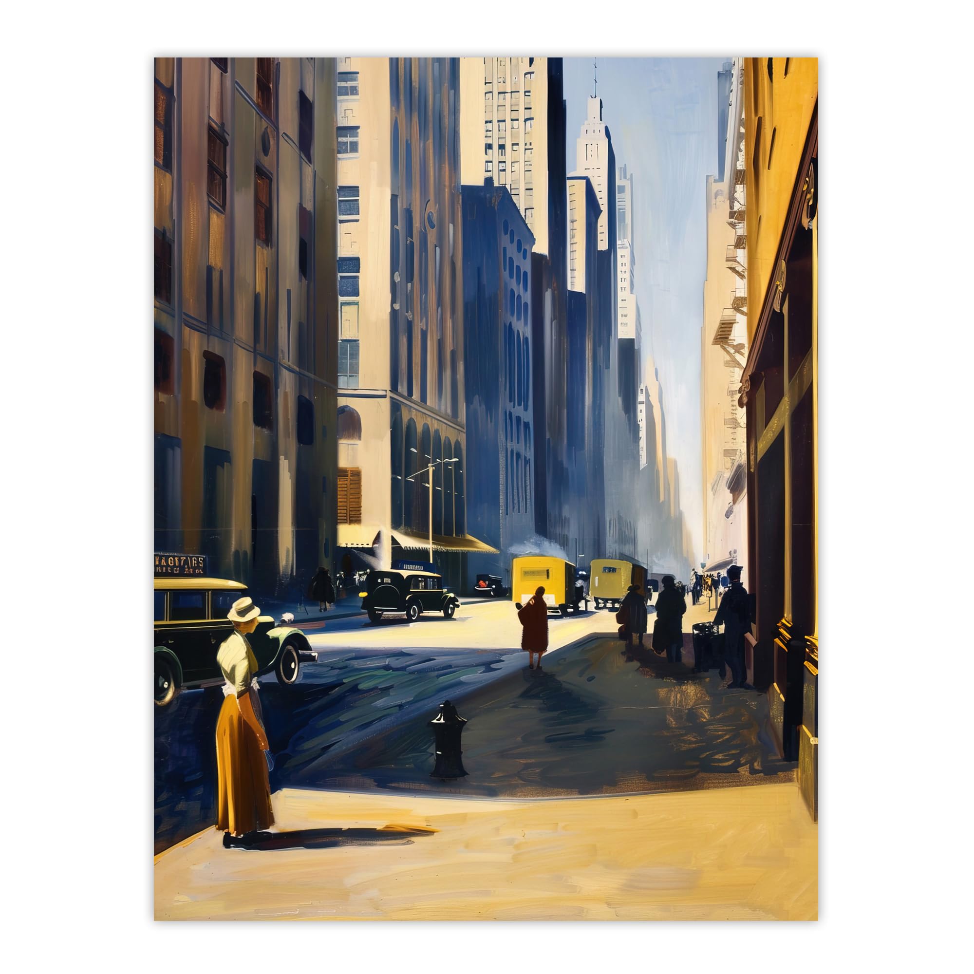 Artery8 1930s 5th Avenue Street View Sunny New York Living Room Extra Large XL Wall Art Poster Print