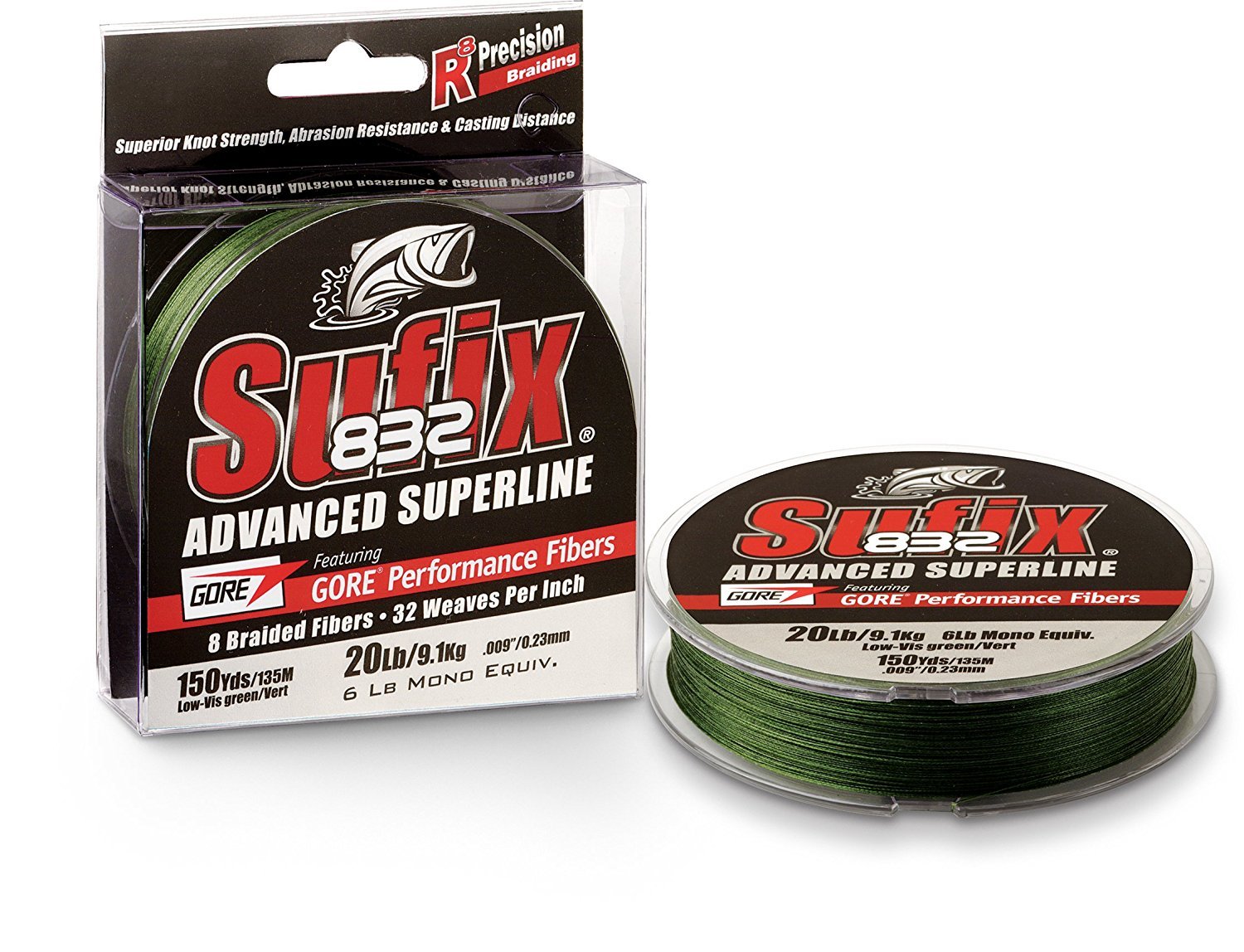 Sufix 832 Braid Line-600 Yards (Neon Lime, 6-Pound)