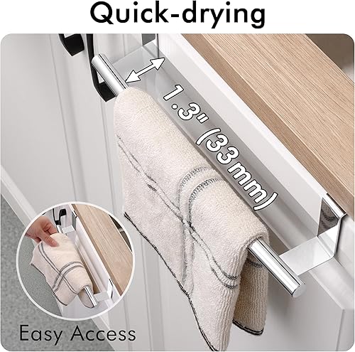 Miniatura 8 de KES Toallero para puerta de gabinete, toallero de cocina sobre el gabinete, toallero de barra de toalla de acero inoxidable SUS304, paquete de 2