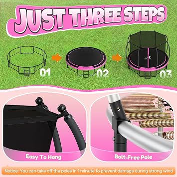 BCAN Trampoline 16FT Trampoline Outdoor with Enclosure for Kids Adults-Pink-2025