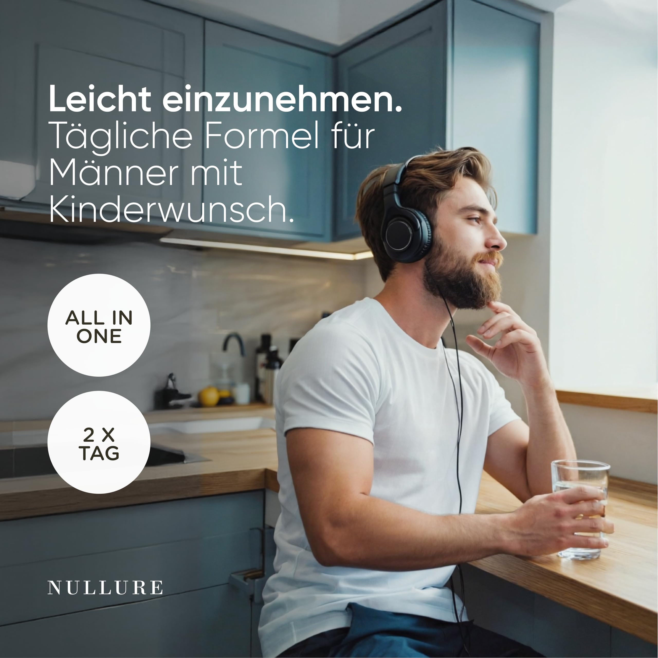 Nullure Fertilität Mann | Unabhängig getestet | L-Carnitin + CoQ10 + L-Arginin + Zink | Kinderwunsch Männer | Fertility for Men | 120 Stück 2 Monat | Hergestellt in Barcelona