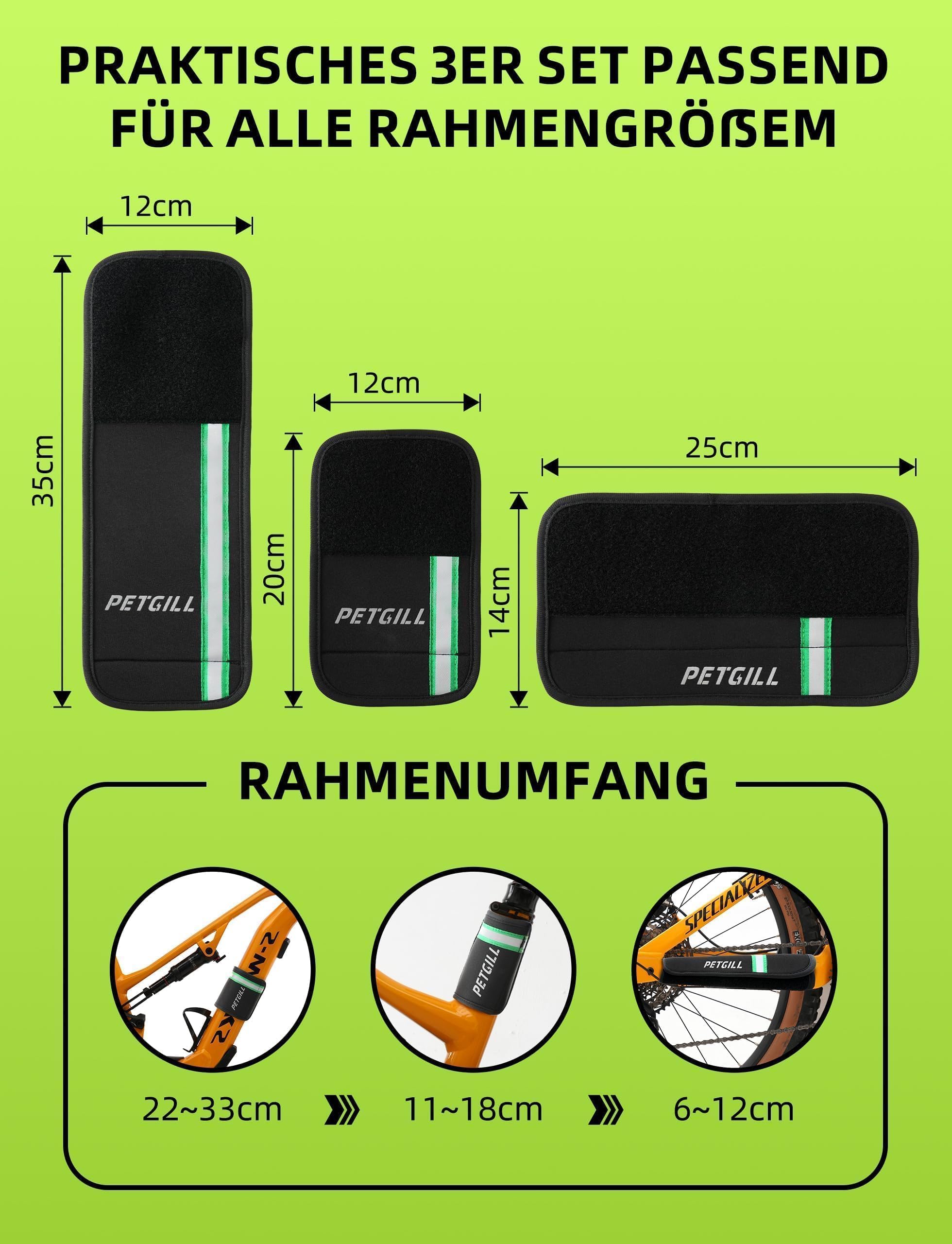 Lot De 3 Protections De Cadre En Néoprène Pour Vélo - Tailles M, L, XL, Antichoc, Réfléchissant