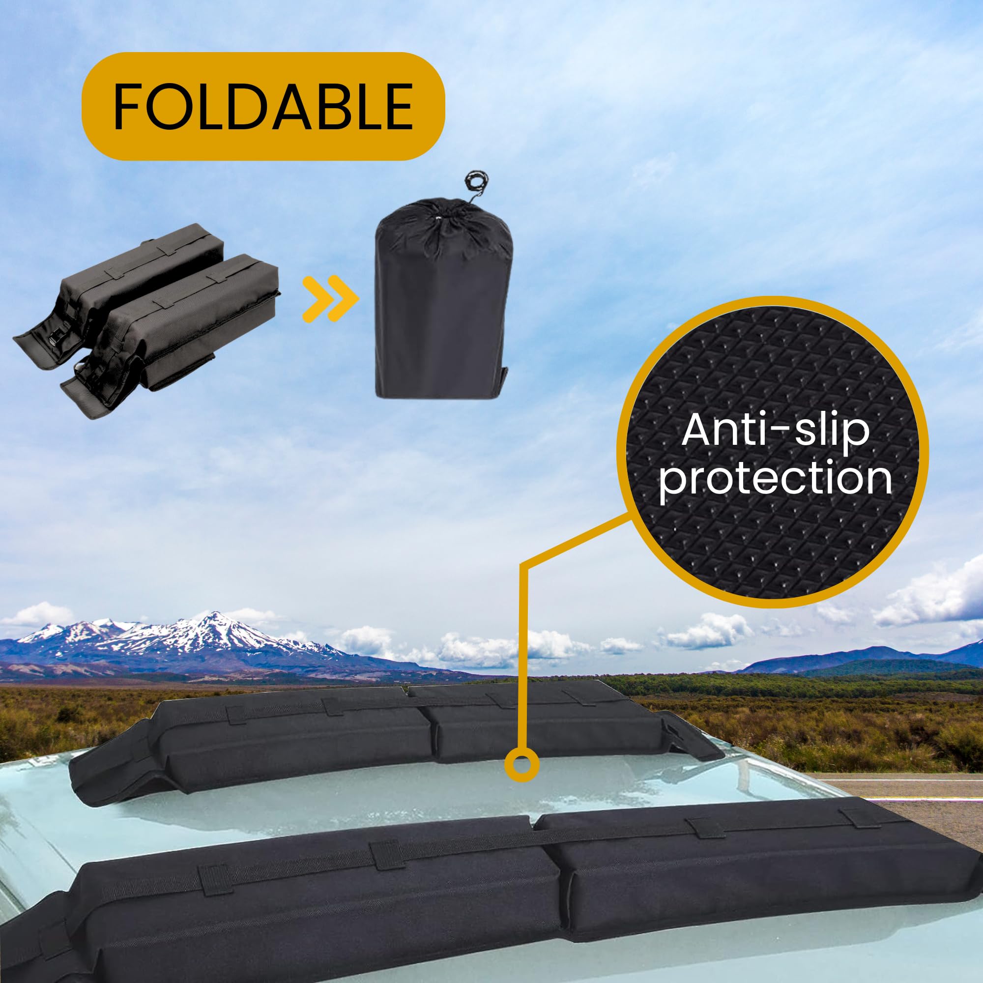 𝗕𝗮𝗿𝗿𝗲 𝗣𝗼𝗿𝘁𝗮𝘁𝘂𝘁𝘁𝗼, Portapacchi Universale per Auto da Viaggio, Morbidi Cuscinetti per Bagagli Pieghevoli, Barra Portatile per il Trasporto.