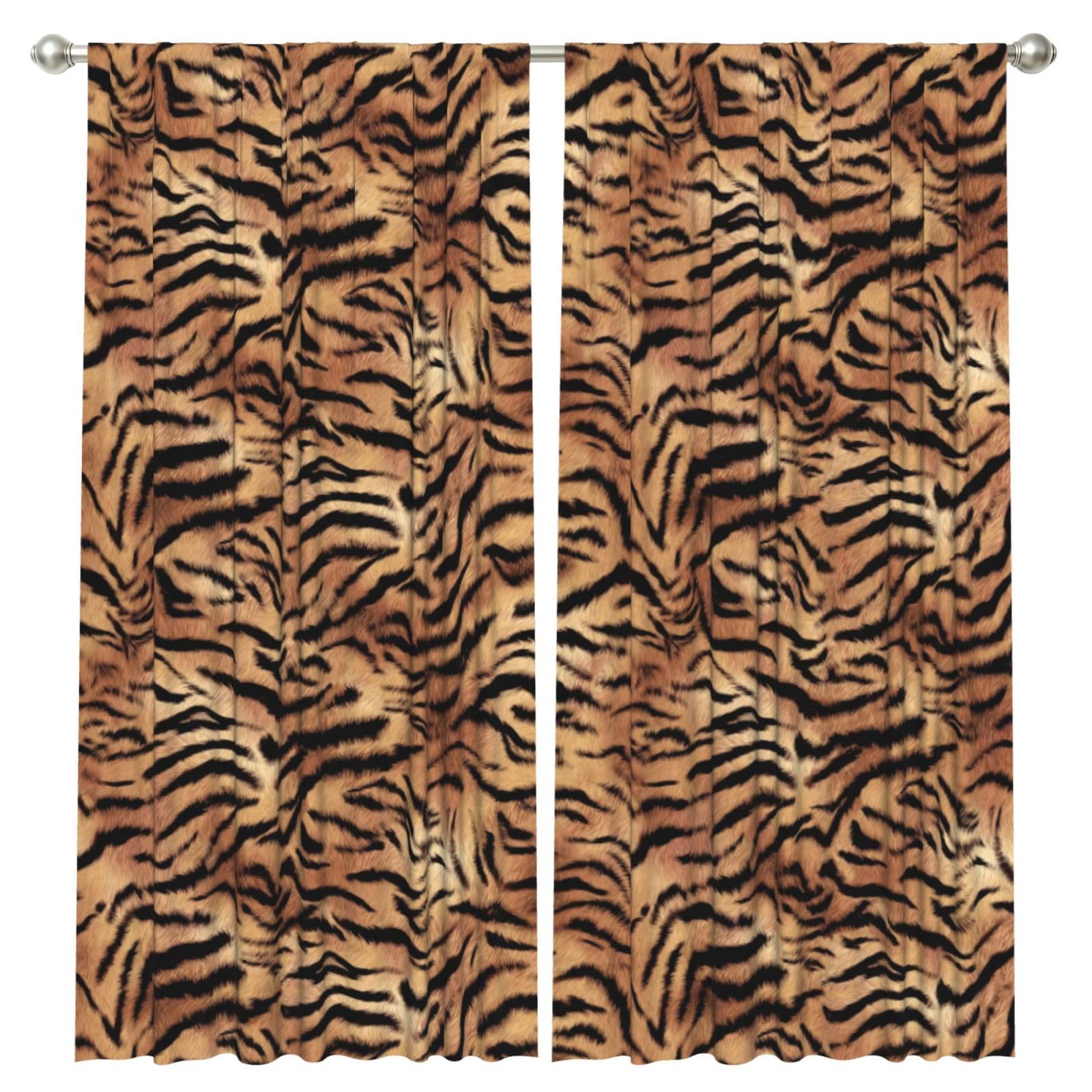 InOmak Tiger Print, 2 Panels Window Curtains 52 x 84 Inch Blackout Curtains for Living Room Bedroom