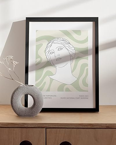 Miniatura 5 de HAUS AND HUES Decoración estética de pared verde salvia, póster verde para habitación, arte de pared relajante, póster pastel danés (marco negro, 12