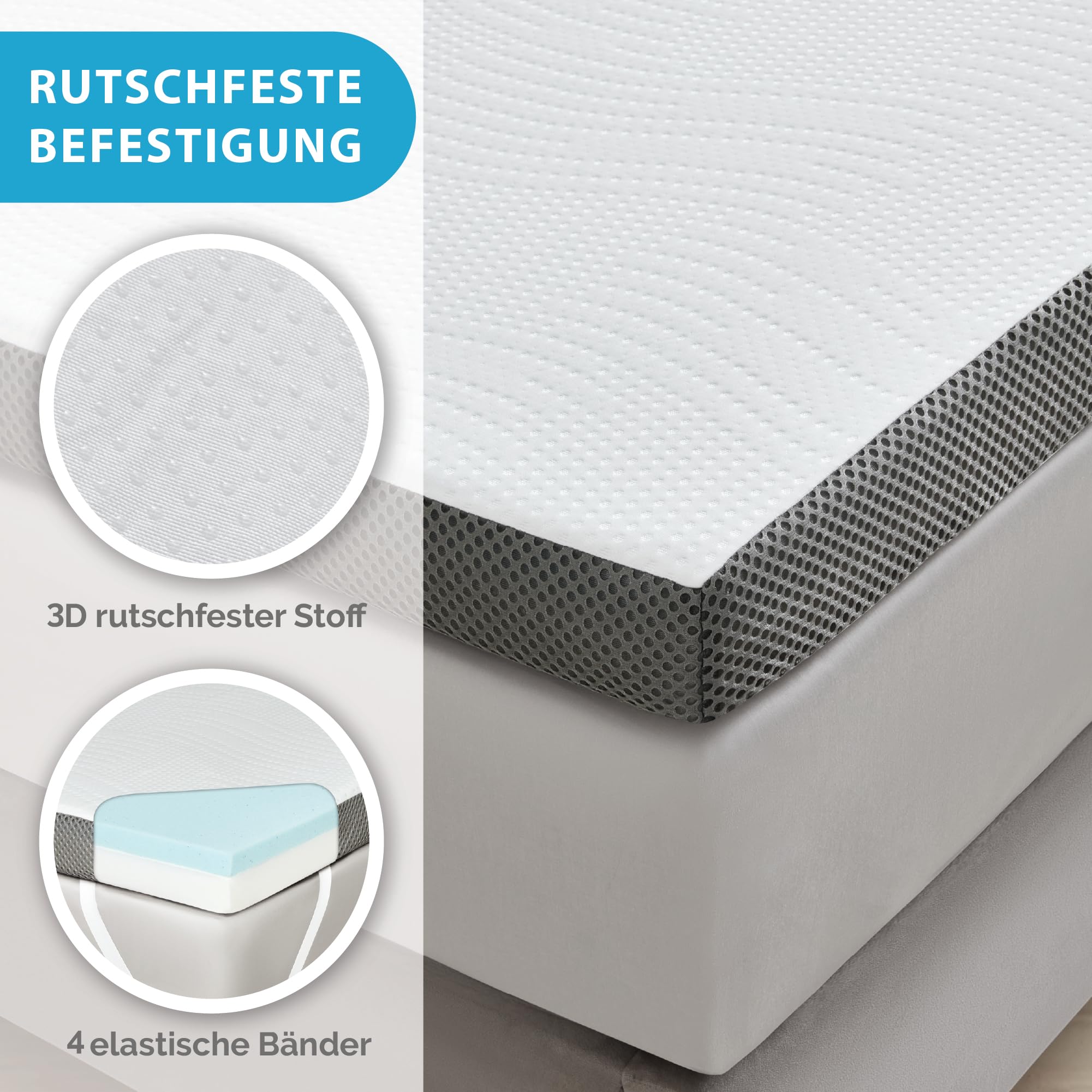 Degrees of Comfort Coprimaterasso 140x200 cm, 10cm H, 2 durezze H2 e H3, memory foam gel per divano letto camper.