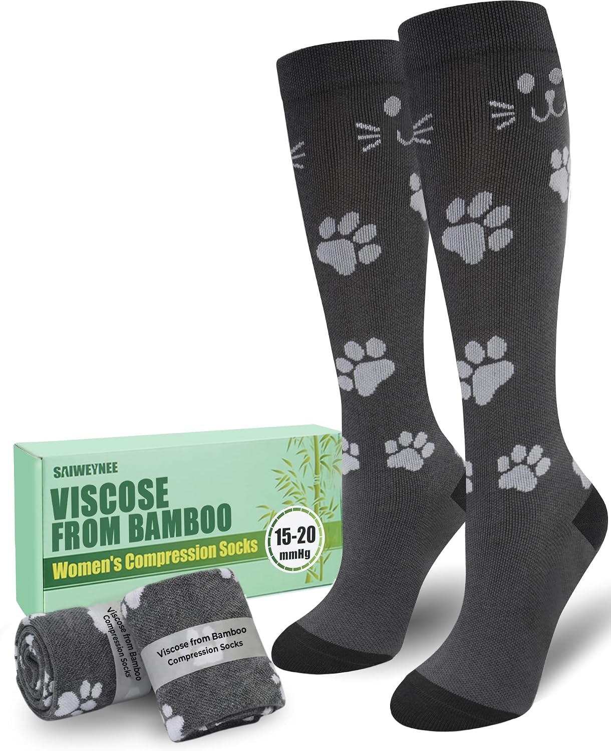 Compression Socks for Women 15-20 mmHg, Viscose from Bamboo, 3-Pair Knee High for Flying, Work & All-Day Comfort