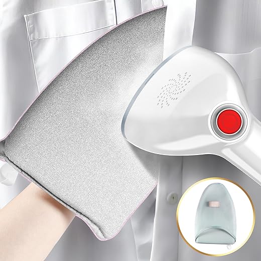 Garment Steamer Ironing Gloves – Anti Steam Heat-Resistant Glove with Thick Sponge Padding, Waterproof Surface, Ventilated Design, Built-In Finger Loop for Easy Ironing – Perfect for Collars, Sleeves