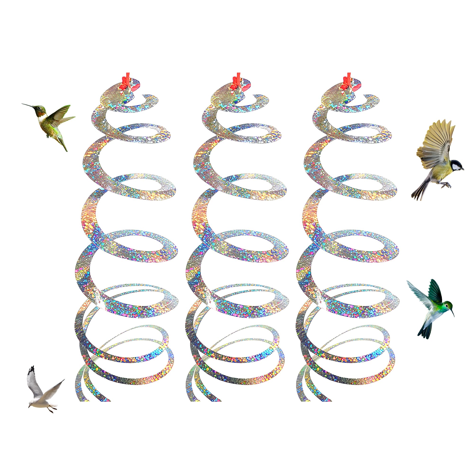 3 Pack Laser Spiral Bird Scarers For Gardens, Hanging Reflective Pigeon Deterrent for Your Home Garden Patio, Scare pigeons,seagulls and many more with these Bird Deterrent