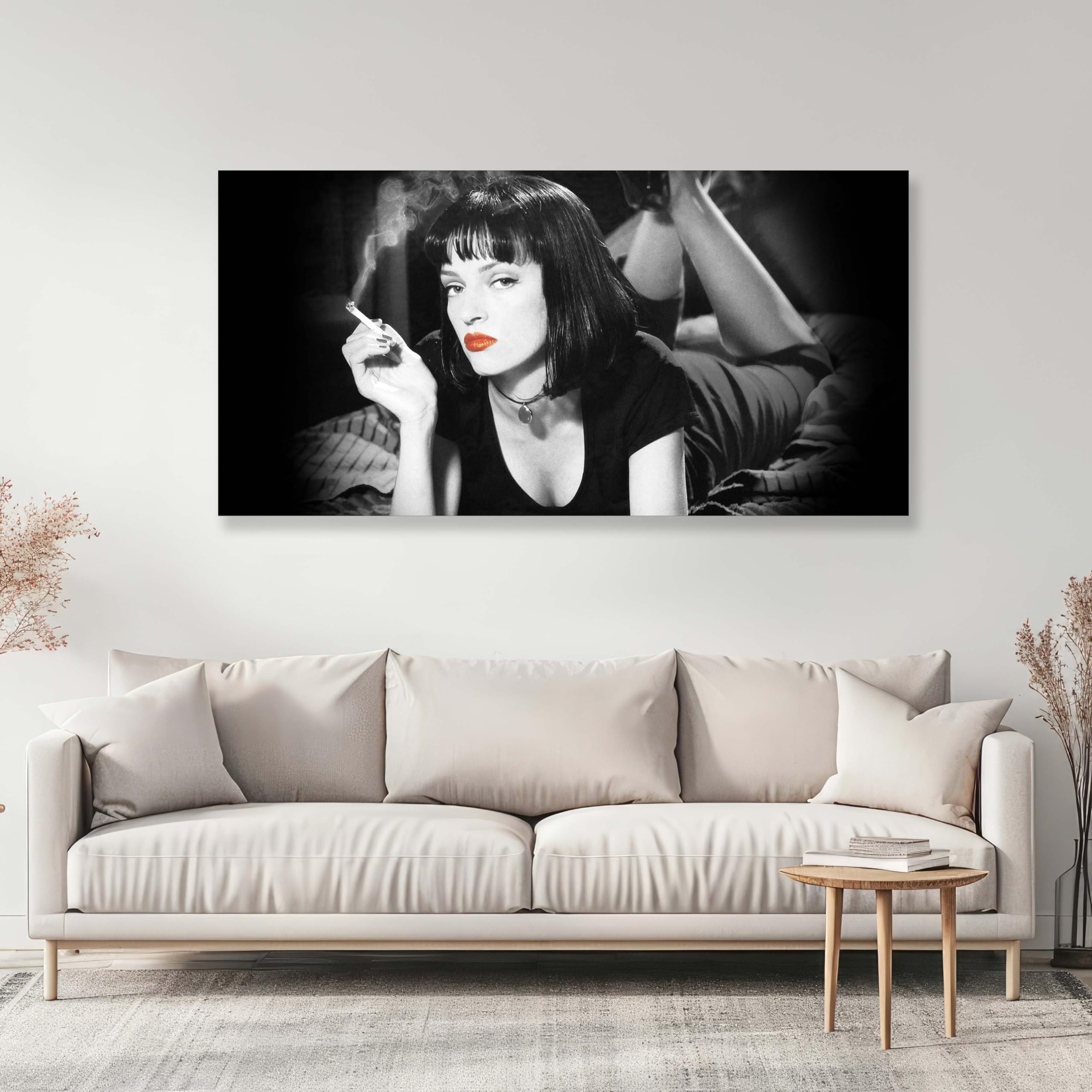 Pulp Fiction Mia Wallace Classic Movie Canvas Wall Art Picture Print Best Gift For Pulp Fiction Fans Modern Home Office Hotel Decoration (XXL: 101.6x50.8cm)
