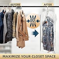 Vista 2 de TAILI Bolsas colgantes de almacenamiento al vacío, bolsas para ahorrar espacio para ropa, 4 paquetes de 53 x 27.6 pulgadas, bolsa de almacenamiento