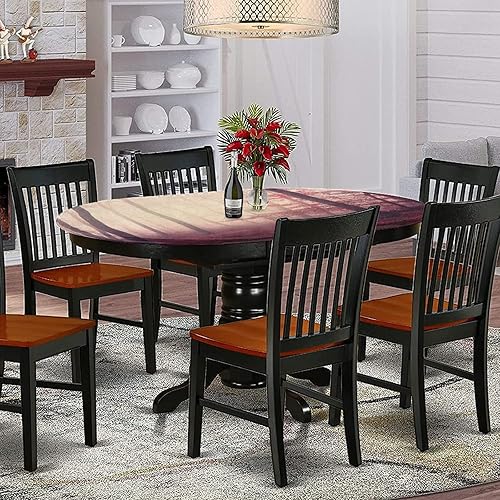 Miniatura 9 de XISUNYA Oval Fitted Tablecloth, Wooden Elasticized Polyester Table Cover, Rustic Floor Planks Farm House Country Style Brown Print Fitted Table