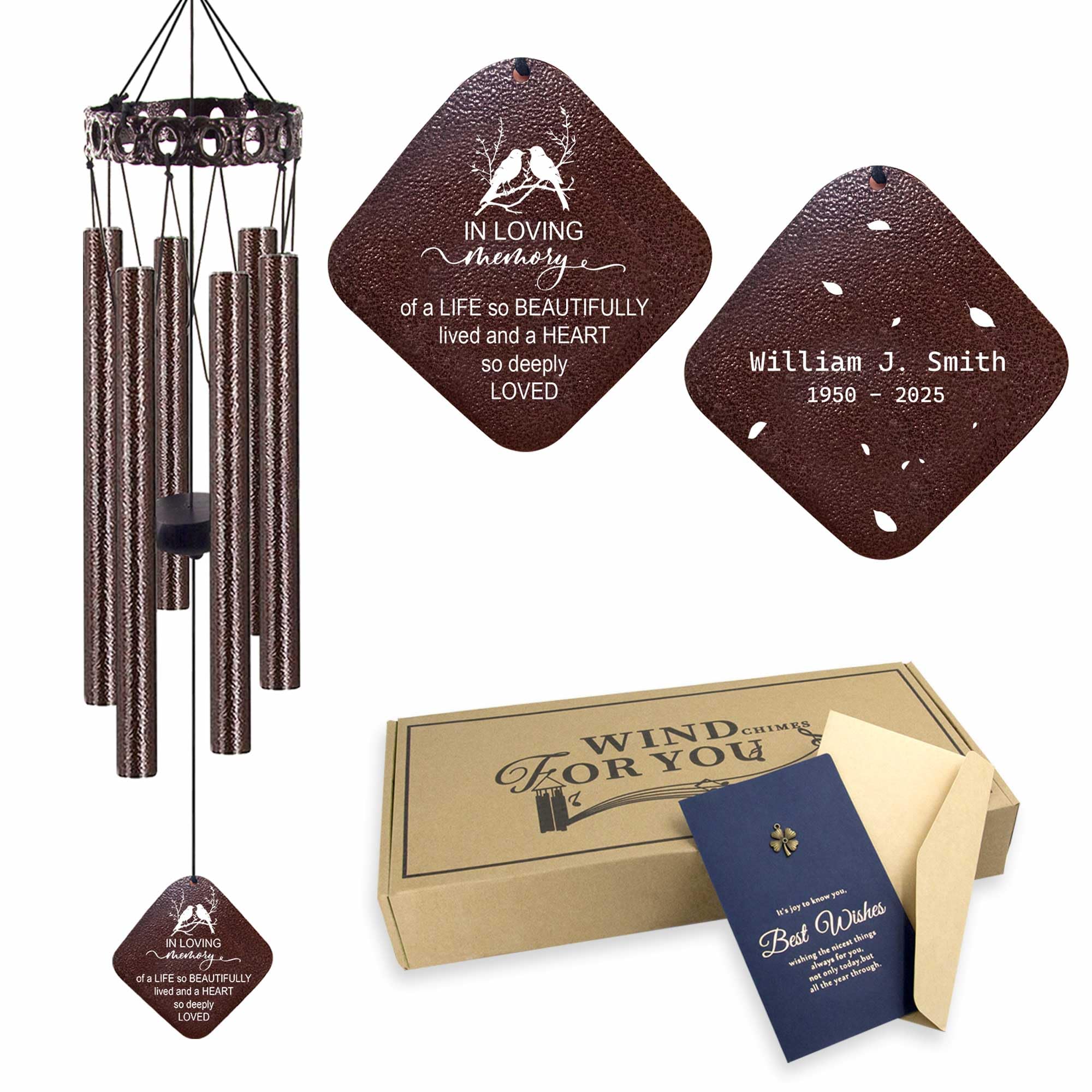 ASTARIN Personalized Memorial Wind Chimes, Customized Wind Chime for Loss of Loved One/Mother/Father, Wind Chimes for Outside Garden Decoration, Sympathy Gifts for Women/Man