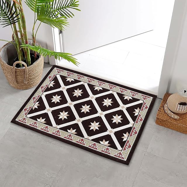 AMIDA Entrance Indoor Mats60x90cm, Non-Slip Entrance Rug Washable Floor Mat Inside Durable Back Front Door Mat Carpet For Kitchen Office Living Room Doorway Laundry Patio Bedroom Carpet(Coffee)